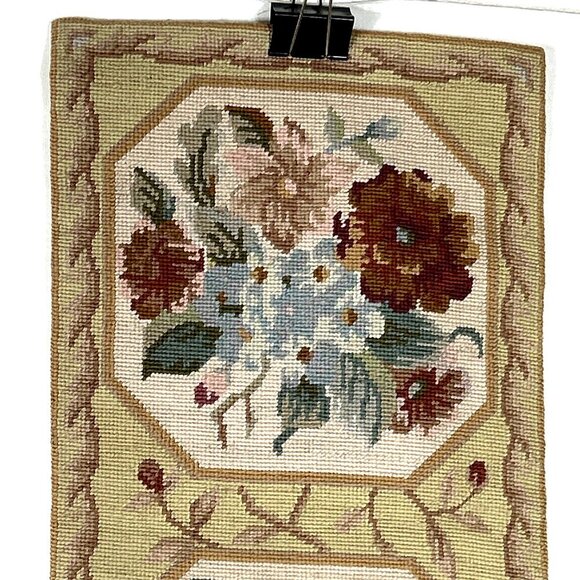 Needlepoint Table Runner 50 x 12" Soft Patstels Pink Blue Green Lined Handmade - Picture 2 of 6